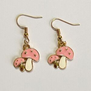 Pink Mushroom drop earrings A154